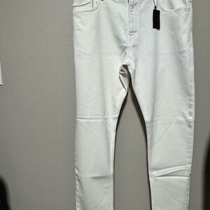 Isaia Napoli White Barchetta Slim Fit Stretch Denim